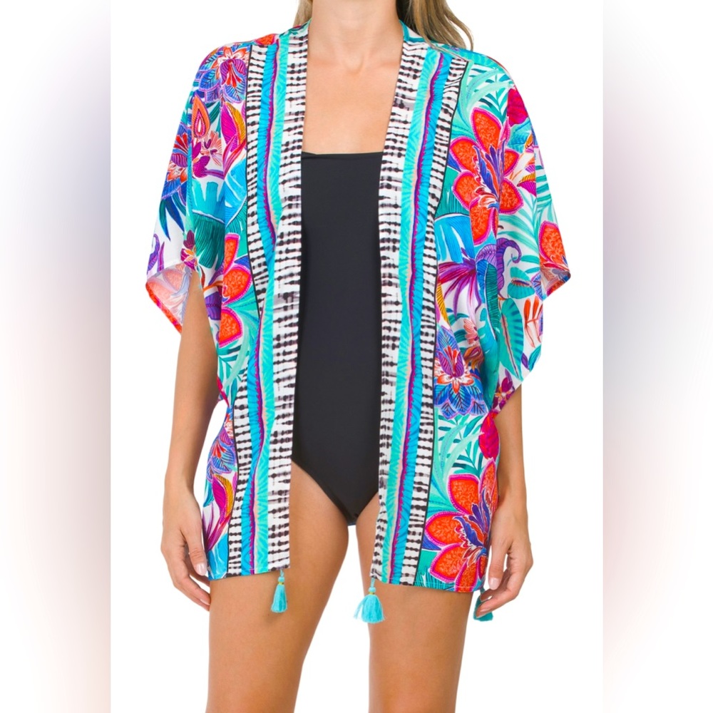 La Blanca tropical kimono cover up